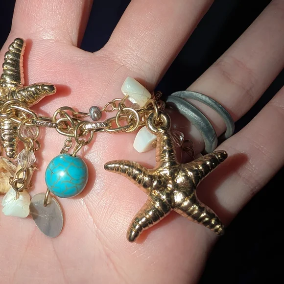 Starfish Charm Bracelet with Turquoise Accents - Picture 2 of 2